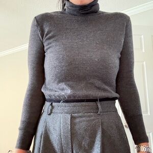 Lafayette 148 New York Gray Turtleneck Sweater gray 100% wool